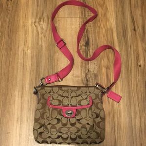 Pink and brown coach crossbody